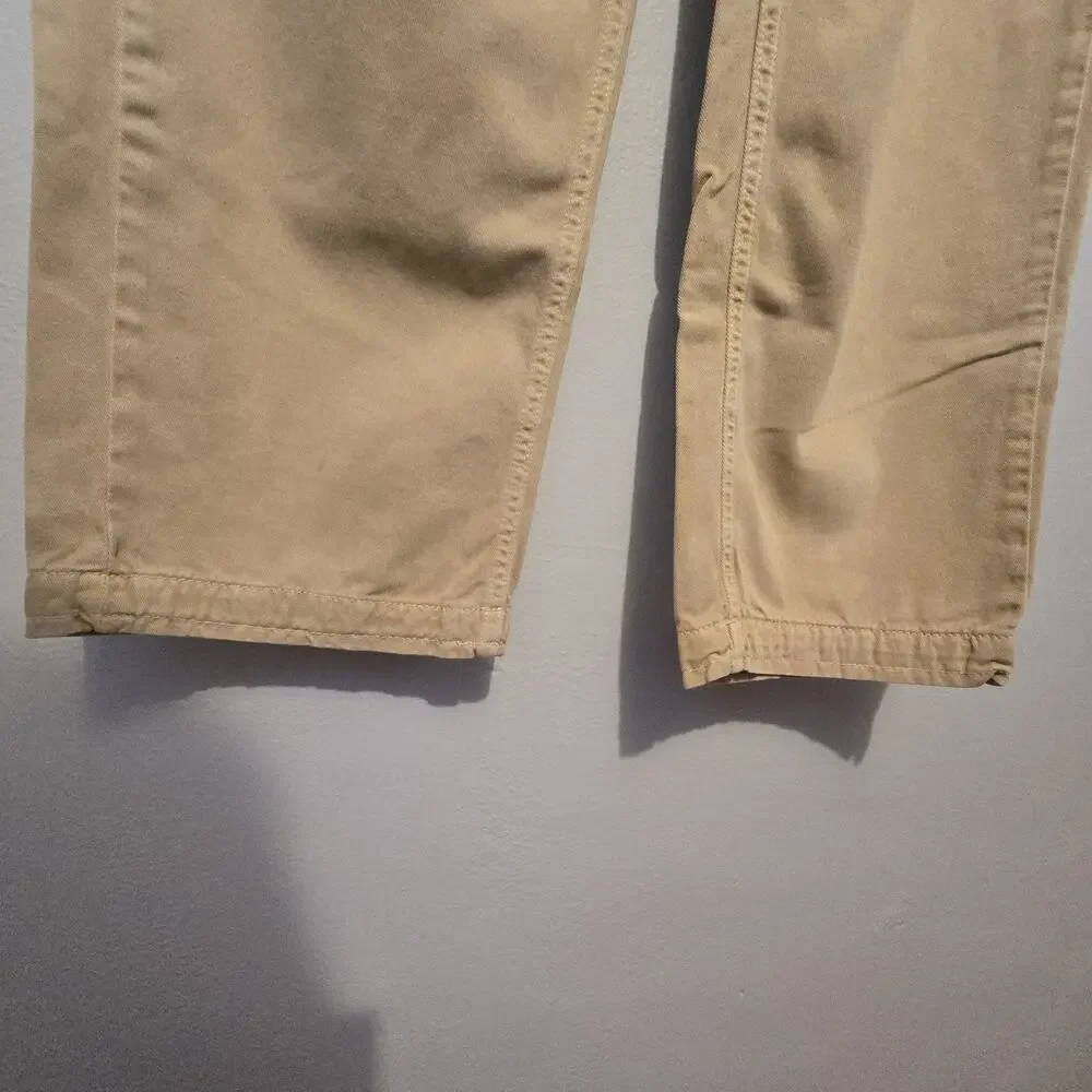 Free‎ People Anthropologie Denim Pants Crop Womens Sz 6 Mustard Tan Baggy Taper